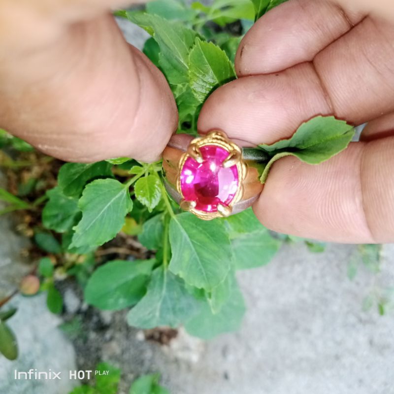 Cincin Batu Permata merah siam cutting