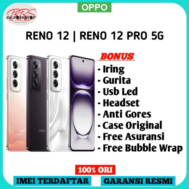 OPPO Reno 12 5G 12/256GB | 12/512GB  | RENO 12 PRO 5G 12/512GB Garansi Resmi