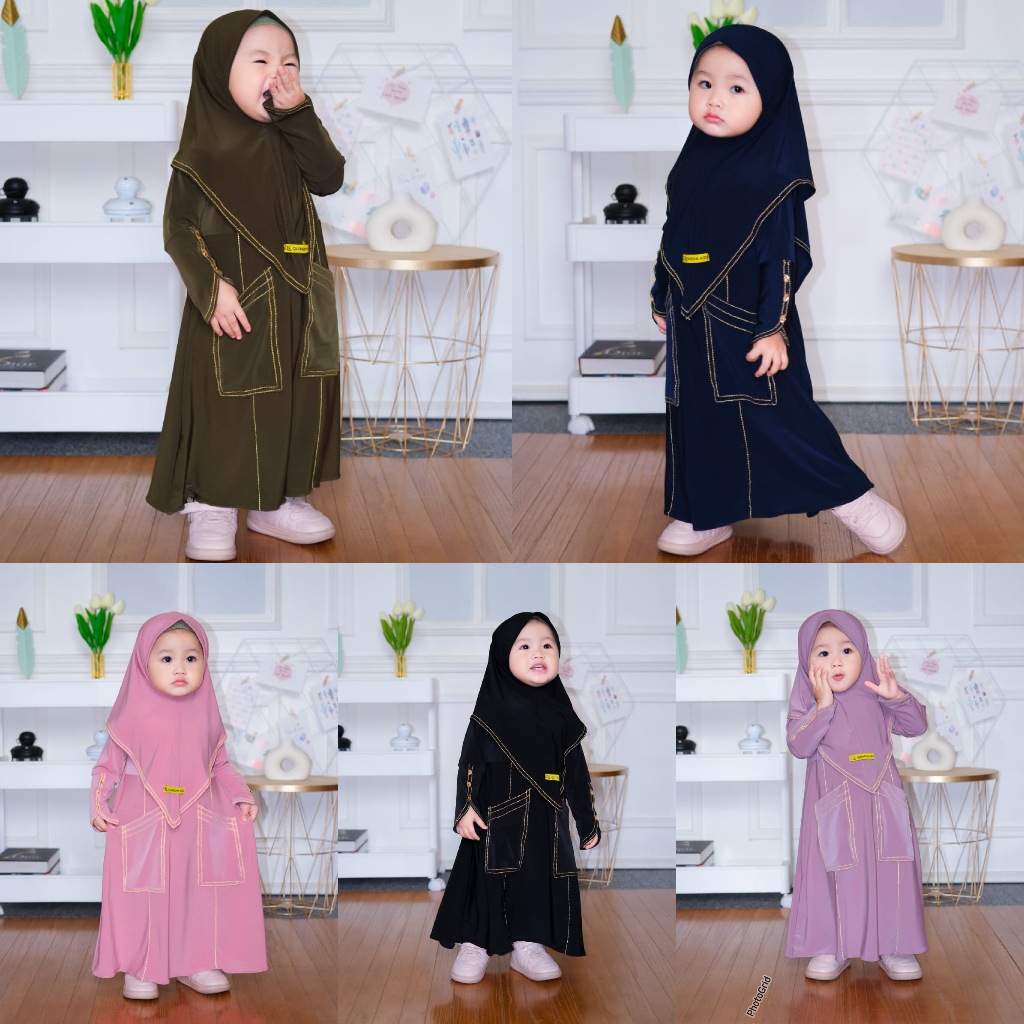 baju pakaian muslim gamis hijab syar'i bayi dan anak perempuan / lb348