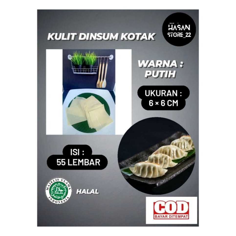 

Kulit Dimsum Kotak 6cm x 6cm Warna Putih Kulit Siomay Gyoza Isi 55 lembar Kotak Halal Tipis Enak Fresh