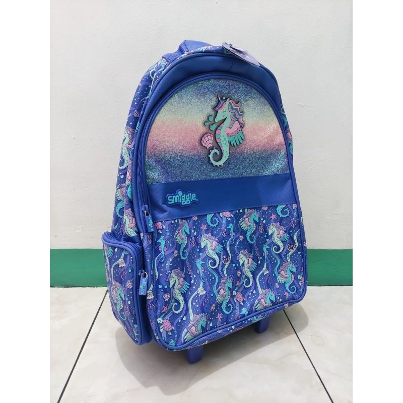 Smiggle backpack trolley with light up wheels / trolley anak  unicorn