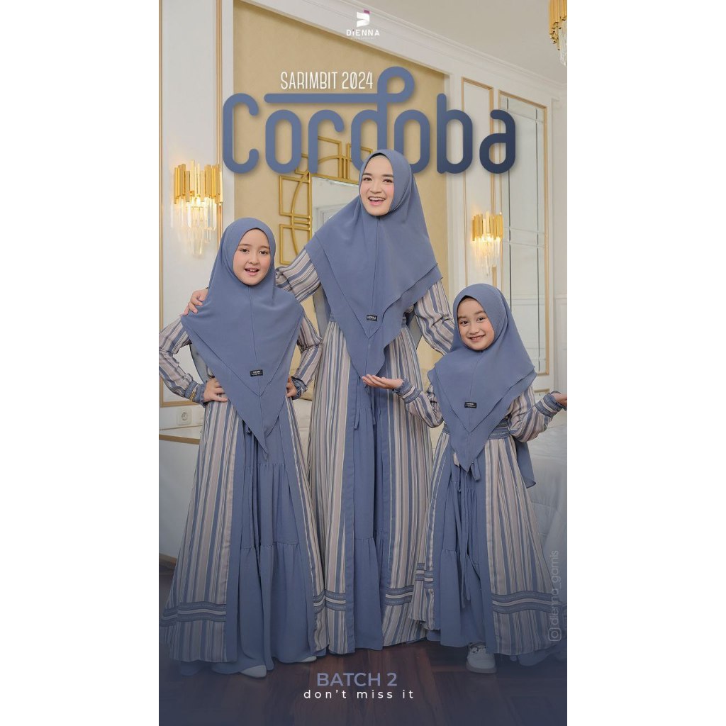 DIENNA CORDOBA KIDS DRESS ONLY+OUTER - DRESS ANAK-DRESS MOTIV SALUR -ADA TALINYA JUGA-GAMIS COUPLE M