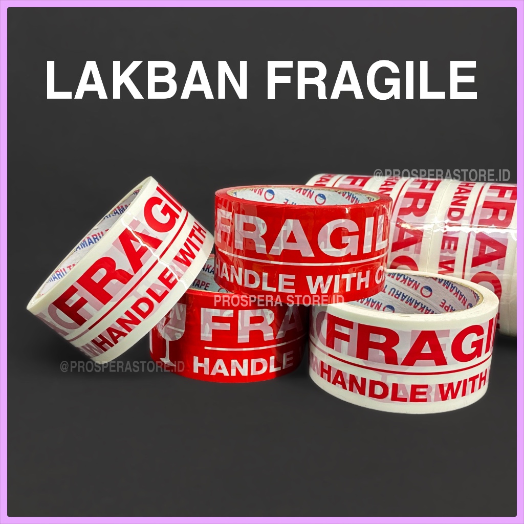 

Lakban Fragile Putih / Merah - Nakamaru Tape 50 yard / Solasi Packing