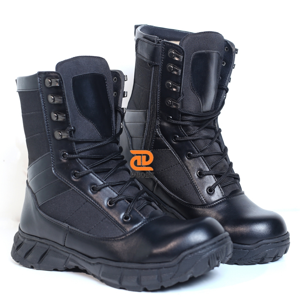 Dbobs - Sepatu Safety PDL TNI POLRI Black Dbobs Hitor Kilap Lapangan Dinas Touring Ati Liicin Jahit 