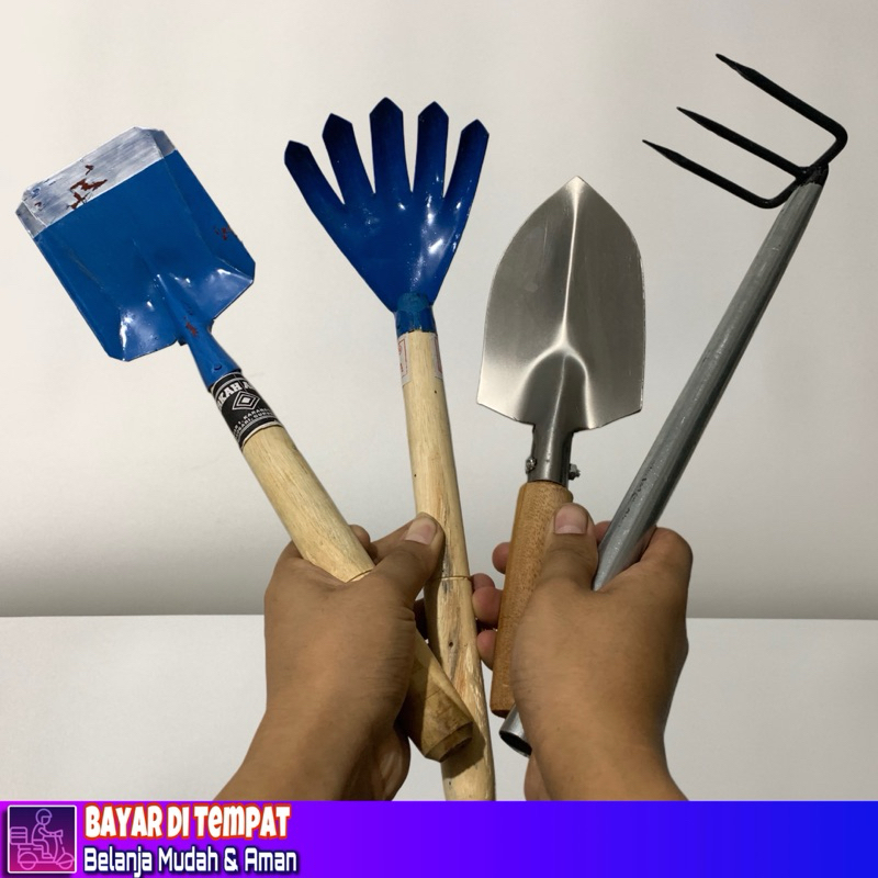 peralatan berkebun 4 pcs sekop mini garpu taman serok tanah garuk model tangan