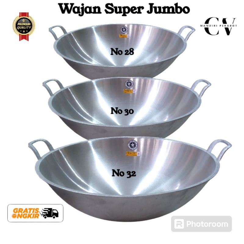 Wajan Kuali Super Jumbo Penggorengan Alumumunium jumbo Besar No.24,26,28,30 Dan No 32 Kualitas Tebal