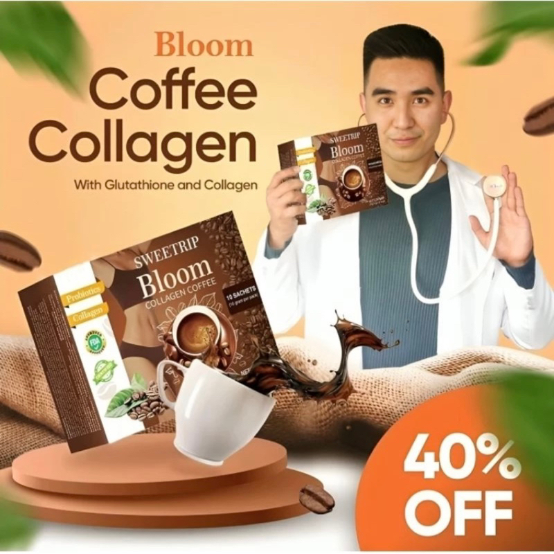 

BLOOM COLLAGEN COFFEE - Kopi Diet Pelangsing Tubuh 1 Box Isi 10 Original
