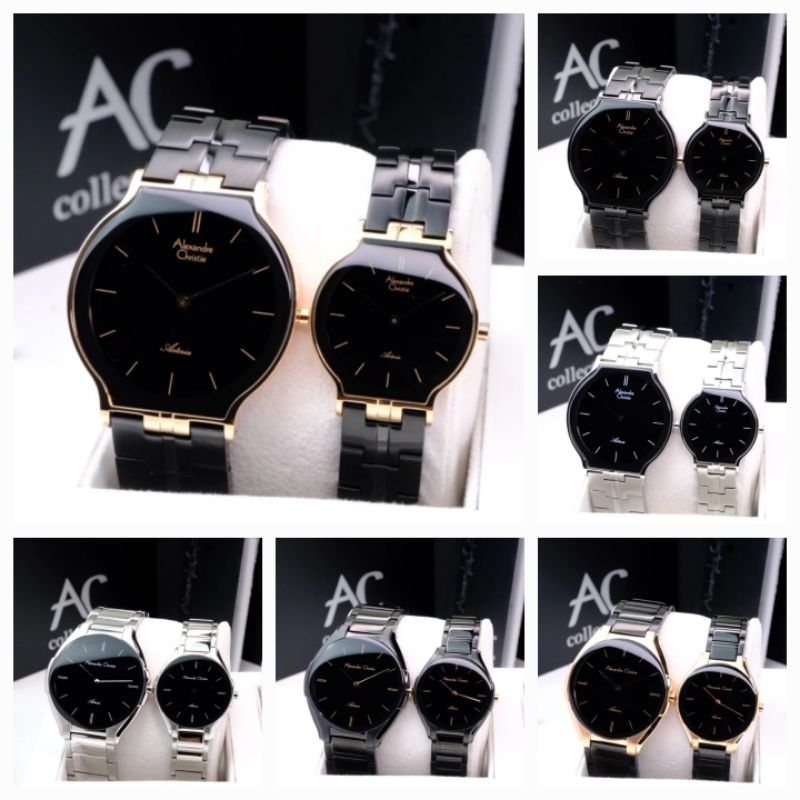 jam tangan couple / pasangan Alexandre Christie Asteria ac8410 /ac8610  original black