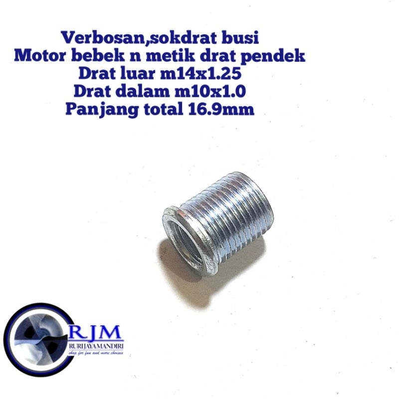 bos busi sok drat busi beben n metik busi pendek drat luar m14x1.25 dalam m10x1.0 bukan recoil