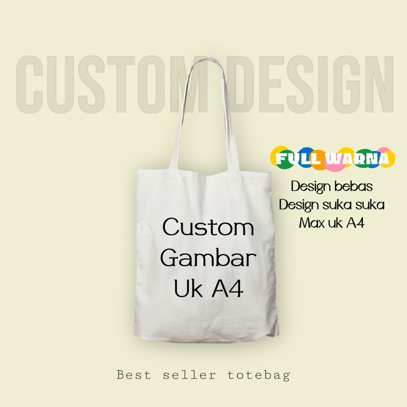 Tote bag Kanvas Motif CUSTOM / Tote Bag Kanvas Murah Premium Unisex/ Goodiebag / Souvenir