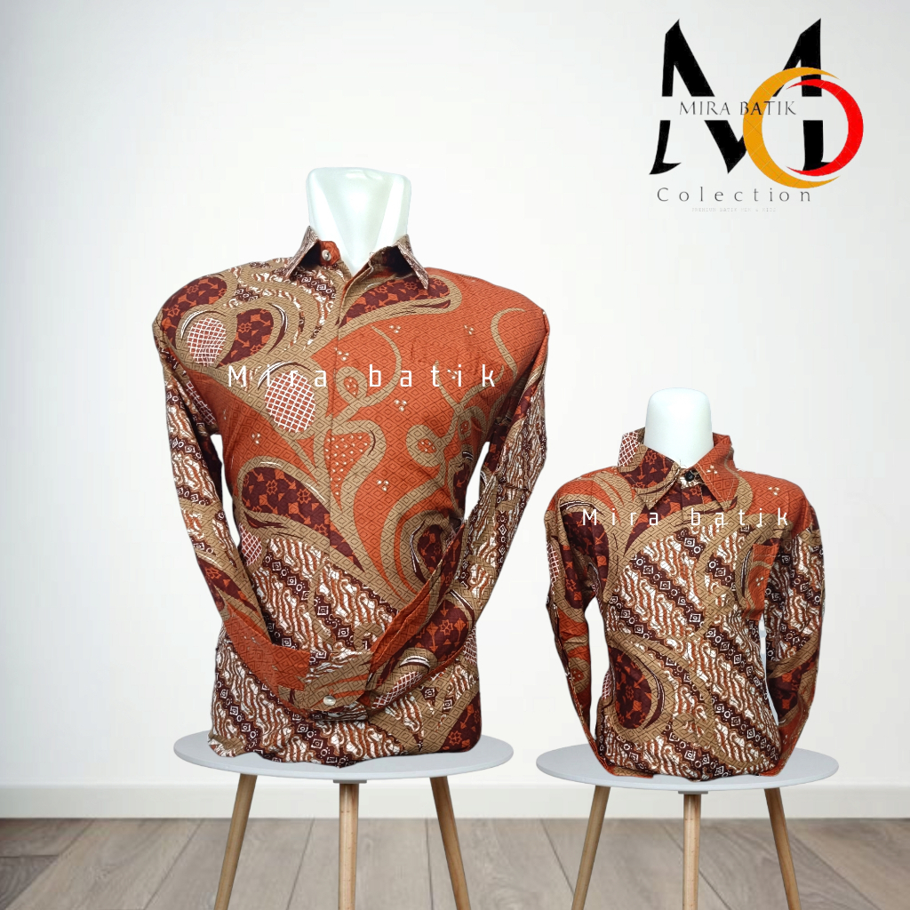batik couple ayah anak teracota bahan katun premium_batik couple keluaraga ayah anak dan tunik ibu t