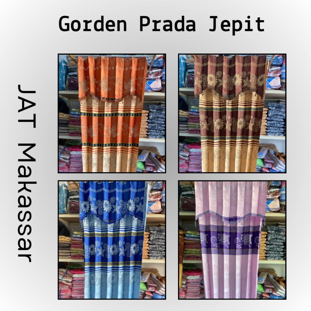 Gorden Pintu Jendela Kamar Poni Bunga Plisket Murah 100x200