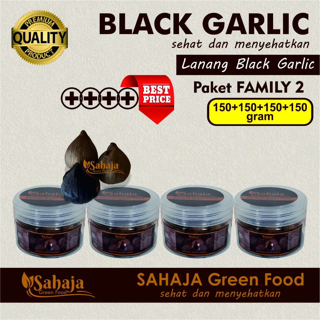 

Paket Family 2//Lanang Black Garlic//150+150+150+150 gram//SAHAJA Green Food//sehat dan menyehatkan