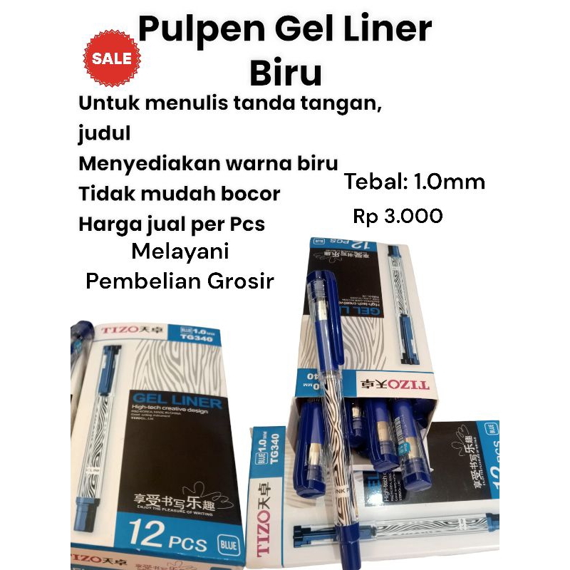 

{APM}Pulpen Gel Liner Biru/ Merek Tizo 1.0mm TG340