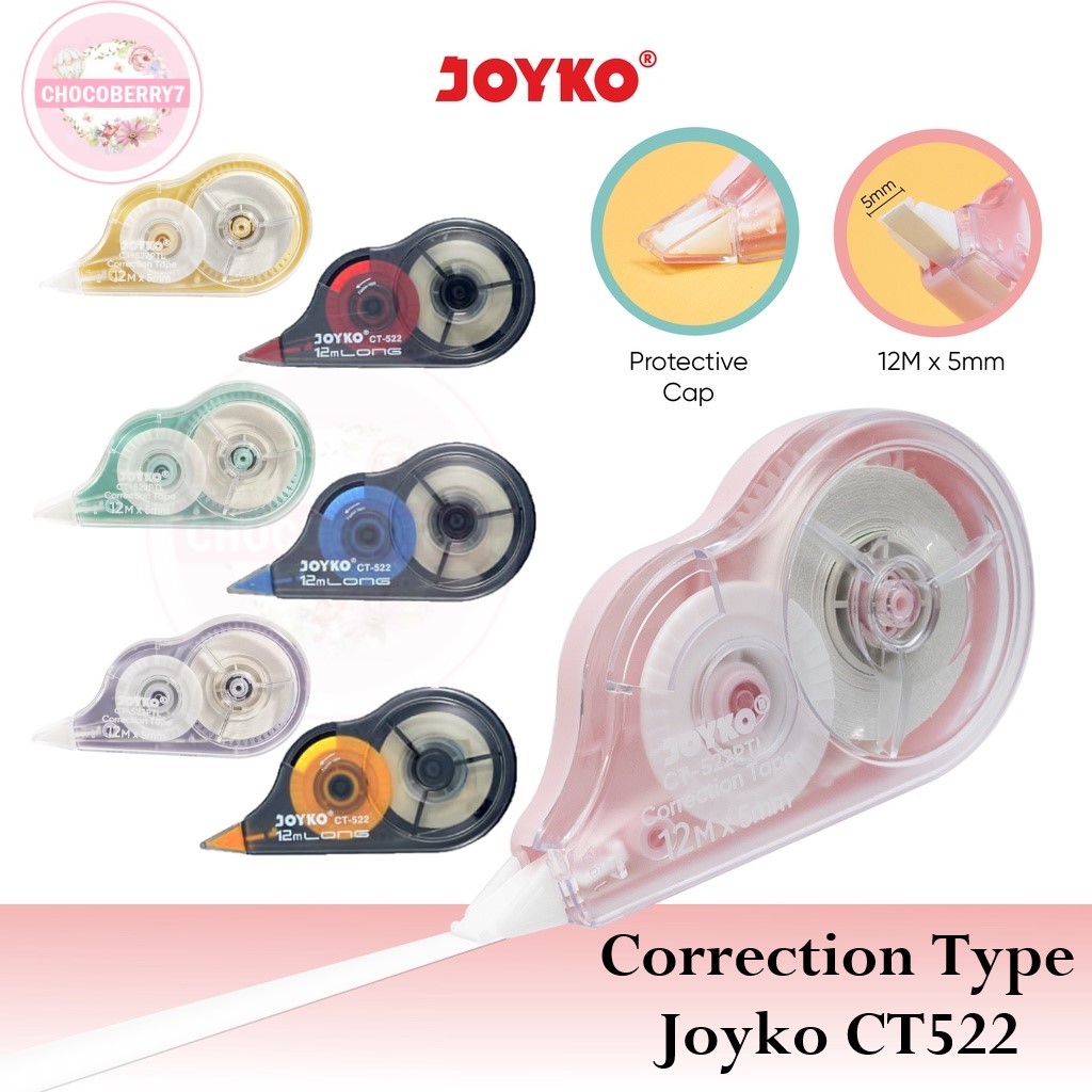

Tipe X Pita Kertas Correction Tape Pita Koreksi Joyko CT-522 dan CT-522 Pastel