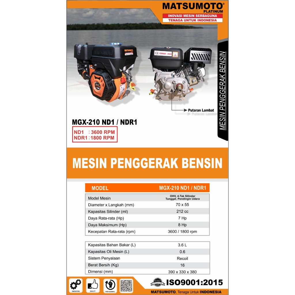 Mesin Penggerak Bensin Engine Gasoline Matsumoto MGX 210 ND1