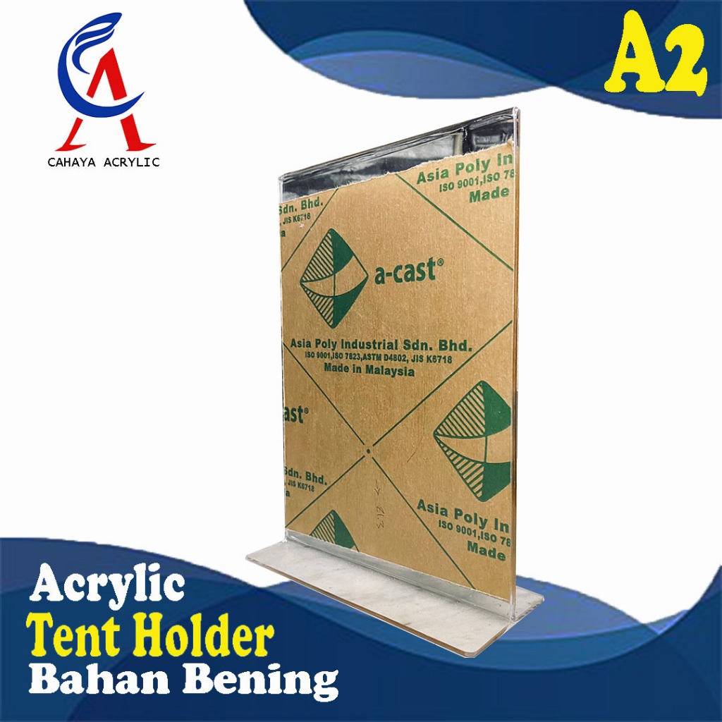 

AKRILIK DISPLAY A2 T PORTRAIT / TEMPAT BROSUR / TENT CARD (2MM)