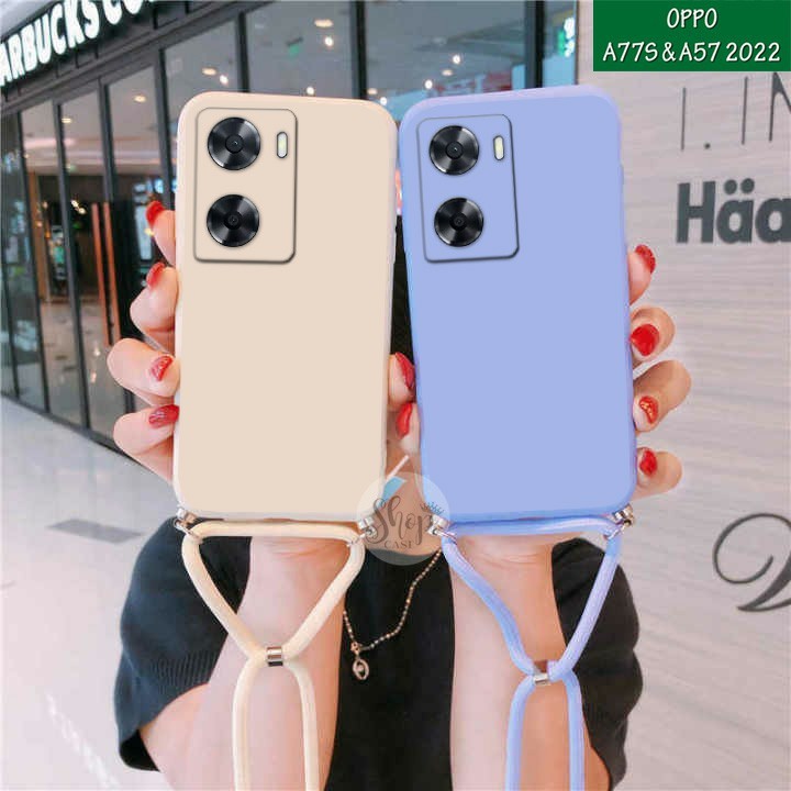 Softcase Polos + Tali  Oppo A57 2022 Oppo A77S 2022 Case Oppo A57 2022 Case Oppo A77S 2022 Case Oppo