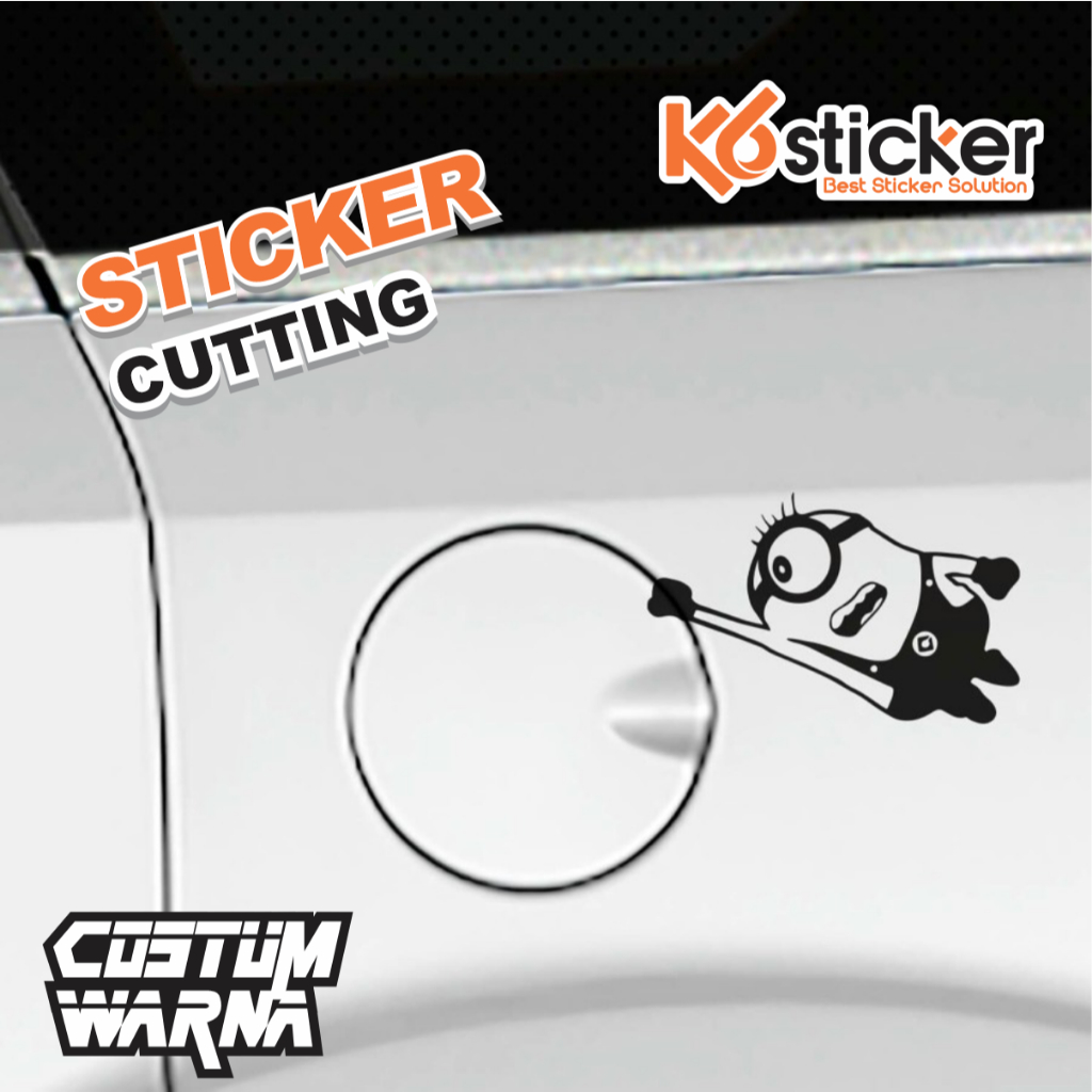 cutting sticker mobil minion hanging stiker lucu stiker mobil tutup tangki keren