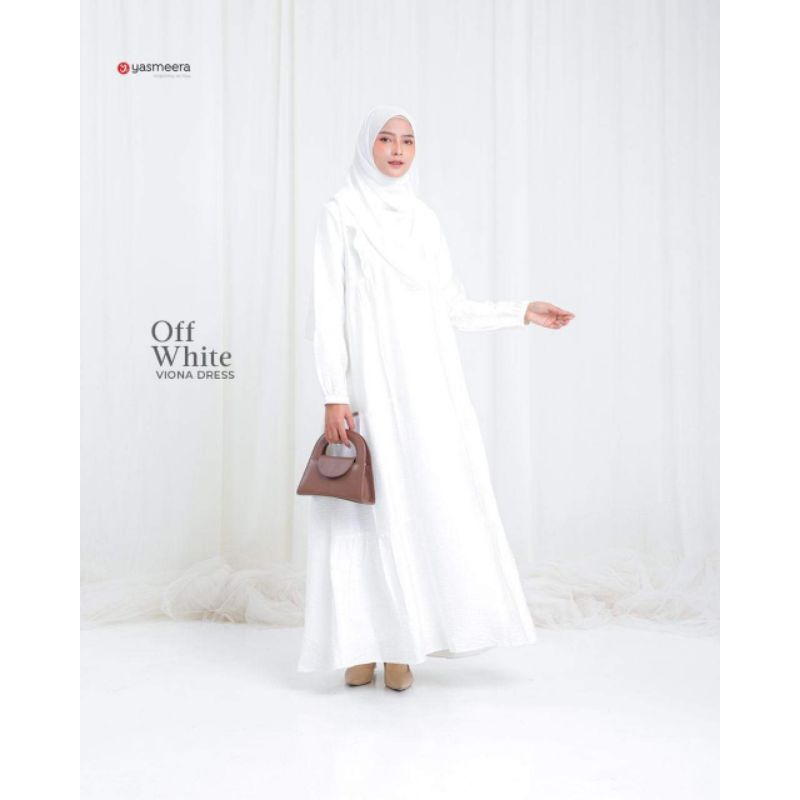 YASMEERA - VIONA DRESS - POLOLINEN - GAMIS DEWASA - GAMIS HITAM & PUTIH