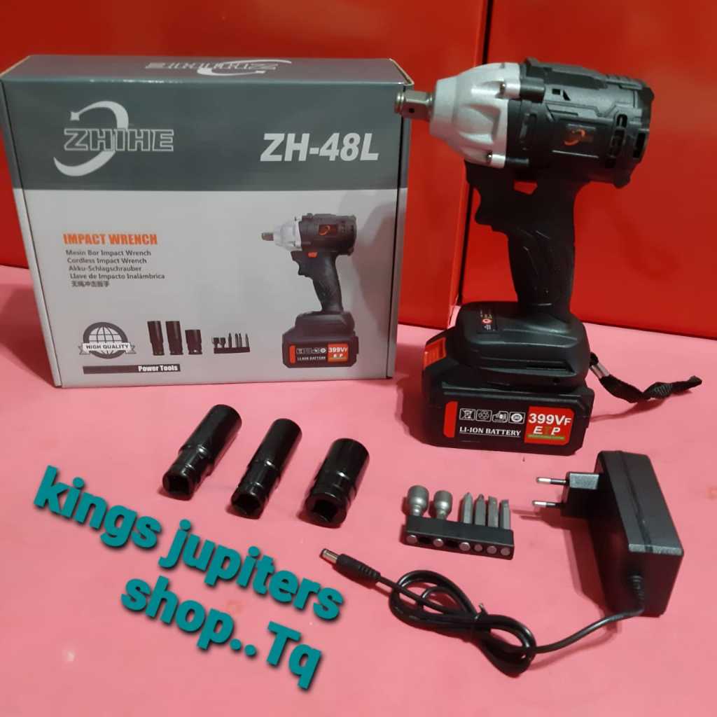 1 BATRE ZHIHE CORDLESS IMPACT WRENCH impak impek wrench bor buka baut HUJIA