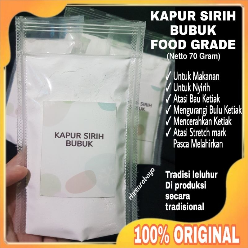 

KAPUR SIRIH BUBUK ALAMI FOOD GRADE 70 GRAM BAHAN CAMPURAN MAKANAN