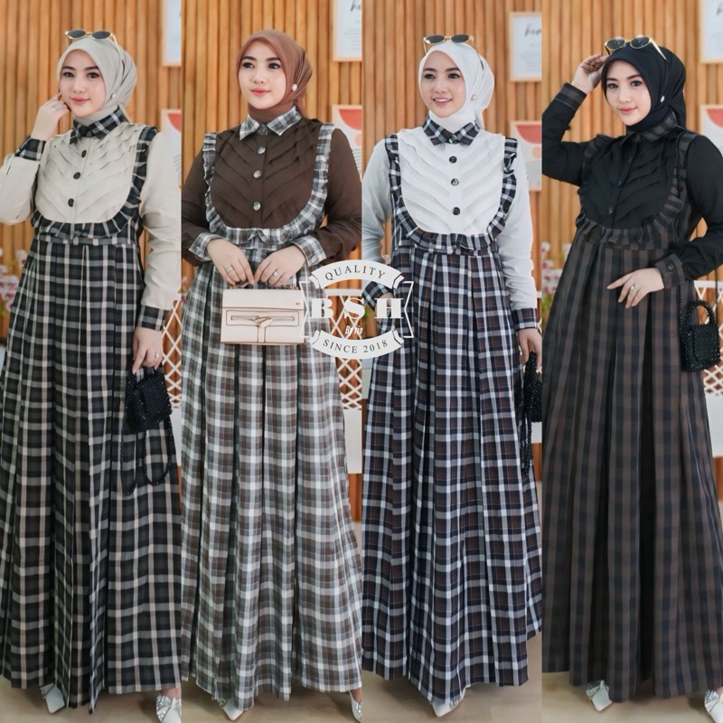 GAMIS SYAHIRA PREMIUM Bshop BY BSH GAMIS KATUN FLANEL KOMBINASI LINEN BY BSH GAMIS BSH ORIGINAL