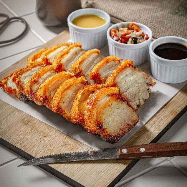 

CRACKLING - FROZEN Vacuum Crispy Pork Belly 500Gr 250Gr Babi Panggang / Pork Belly / Sio Bak / Babi Kulit Garing FREE Sauce Hoisin Mustard Sambal Matah Bapang Crispy Kriuk Siobak Vacum
