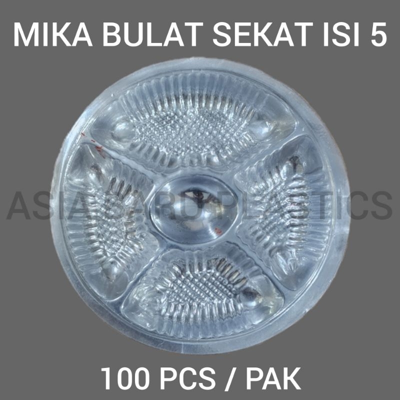Mika plastik bulat sekat 5 / Mika bulat tray isi 5