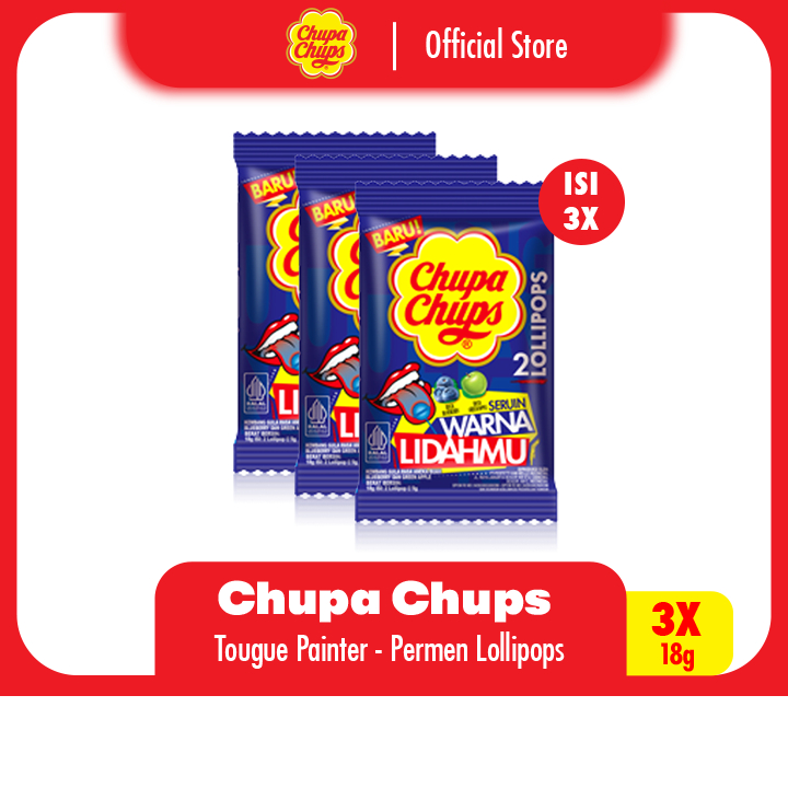 

Chupa Chups Lollipops Tongue Painter 18g - Permen Lollipop Rasa Blueberry (3 Packs)