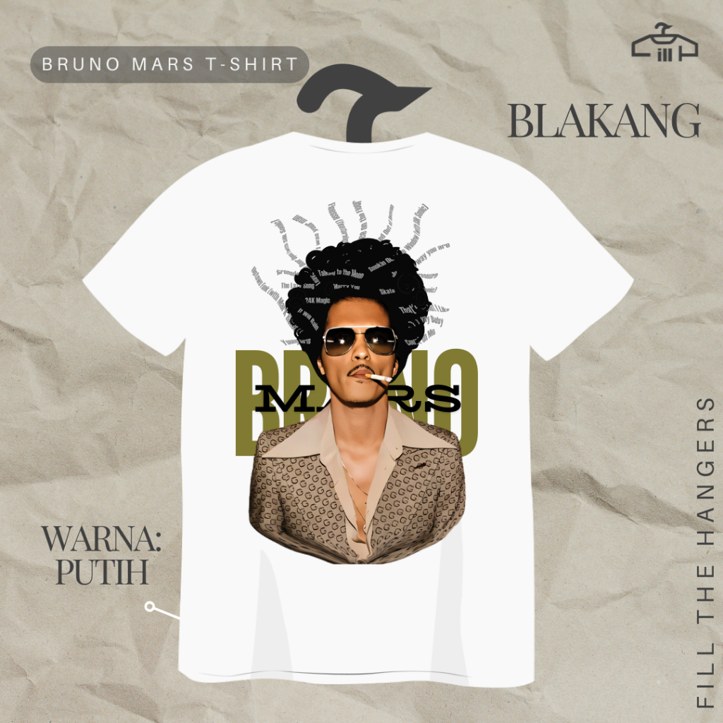 Baju Bruno Mars | Baju Konser Bruno Mars | Bruno Mars Tshirt | Lagu Bruno Mars