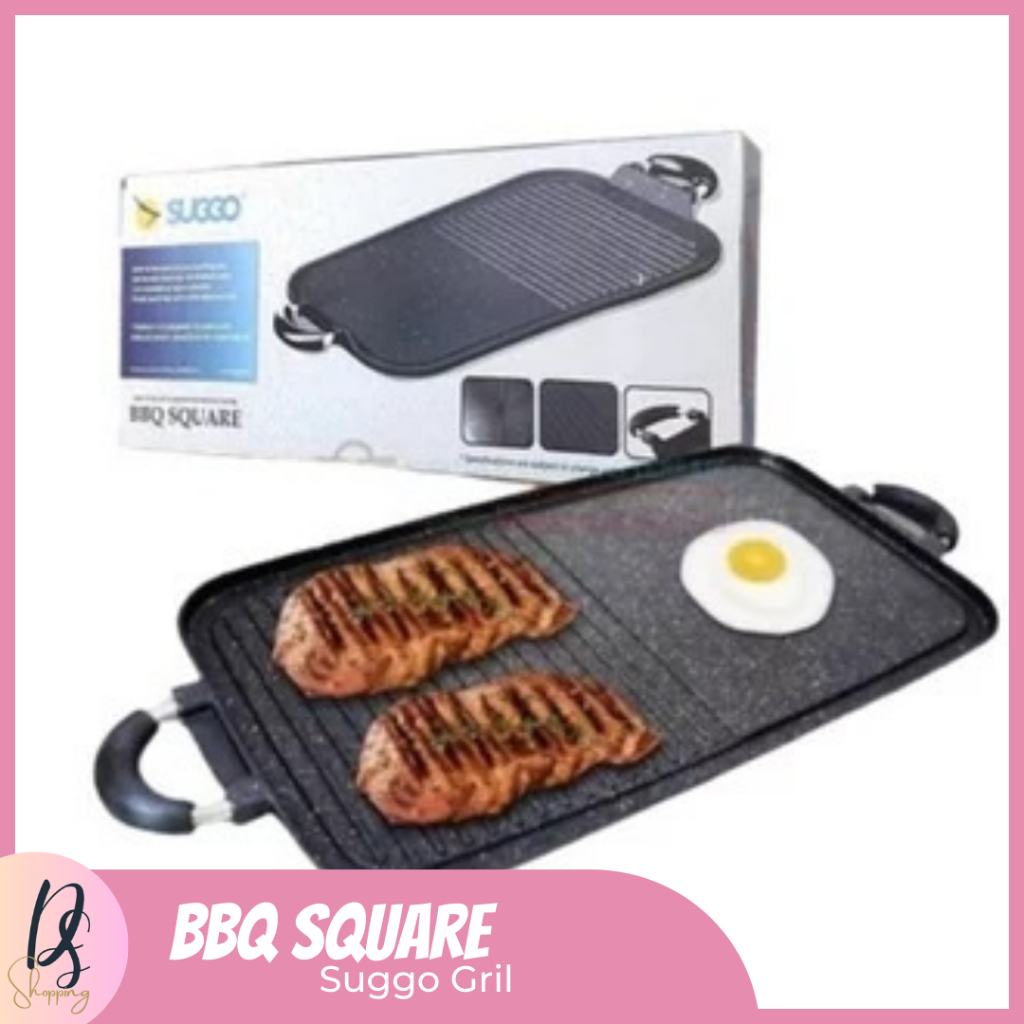 Suggo Grill Pan Teflon 2 In 1 Alat Bakar Sate Daging Bbq Square