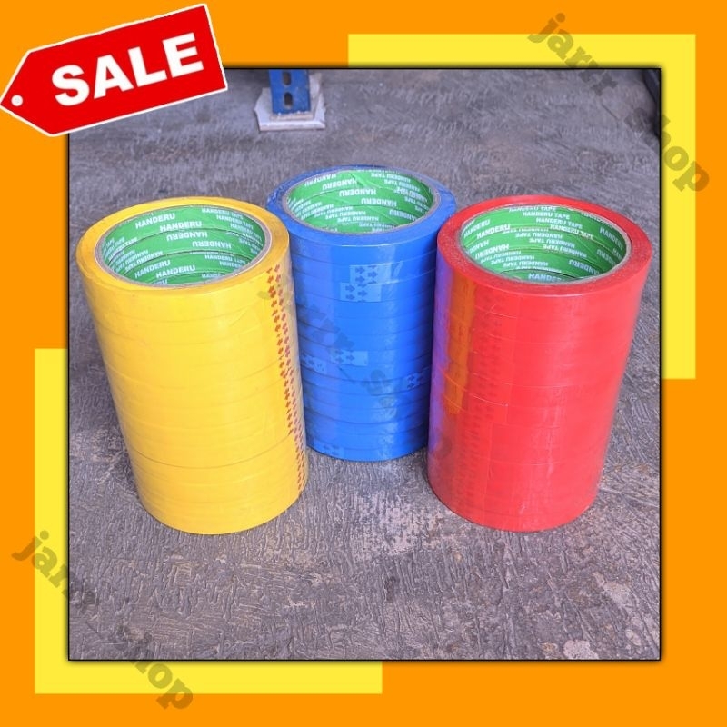 

Isolasi warna 12mm x 80 Yard HANDERU TAPE BIRU MERAH KUNING || HARGA PROMO UKURAN PAS PREMIUM QUALITY SELOTIP SOLASI SOLATIP