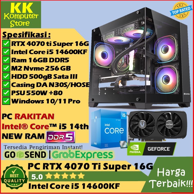 pc rakitan gaming intel core i5 14600k | rtx 4070 ti super 16gb | [ pc editing rtx 4070ti super ]
