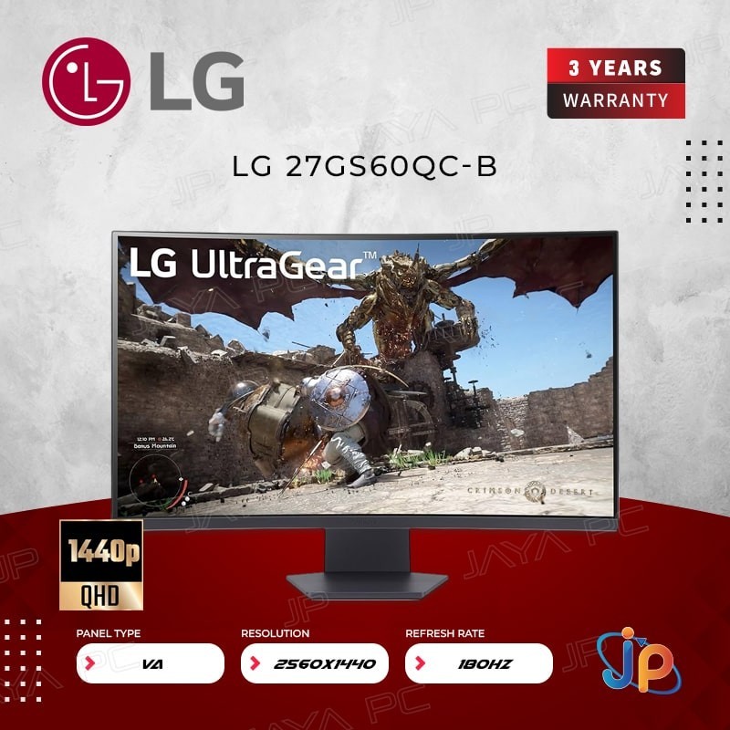 Monitor LG LED UltraGear 27GS60QC-B - Curved QHD 27" Inch