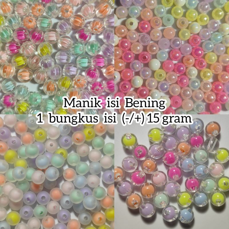 15 gram manik isi bening / manik isi bulat / manik akrilik / mote isi ab / mote idi bulat / mote tra