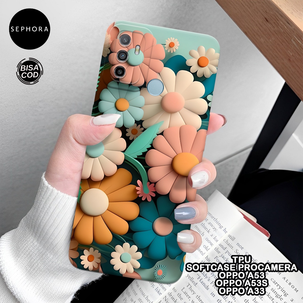 Softcase OPPO A53/A53s/A33 Terbaru - Fashion Case Bunga - Case OPPO A53/A53s/A33 - Case Pro Camera -