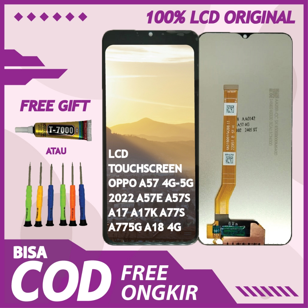 【ORIGINAL 100%】LCD TOUCHSCREEN OPPO A57 4G-5G 2022/ A57E/ A57S/ A77 5G/ A18 4G FULLSET TOUCHSCREEN /