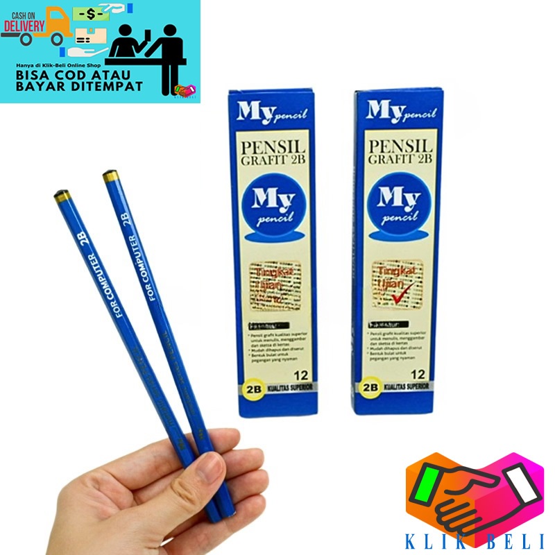 

Pensil 2B Biru (12 PCS) / My Pencil Grafit For Computer / Pensil Kayu Murah