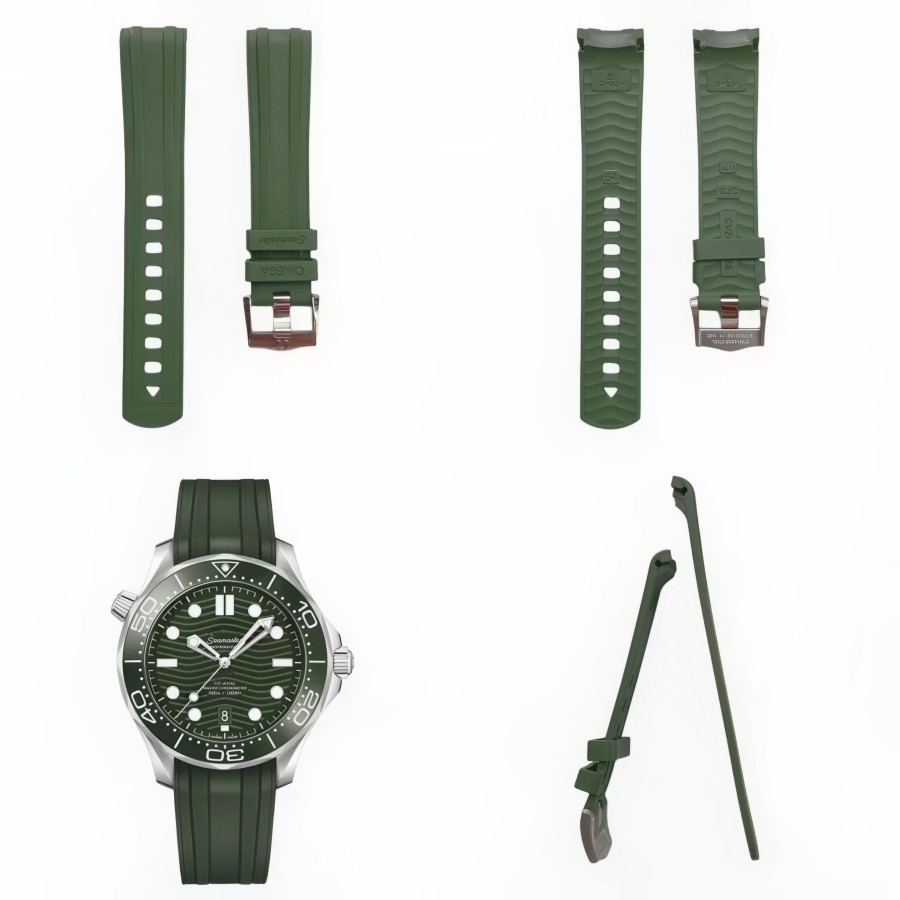 Tali Jam Tangan 20 MM Rubber Omega Seamaster Diver 300M 8044.20 FHJ