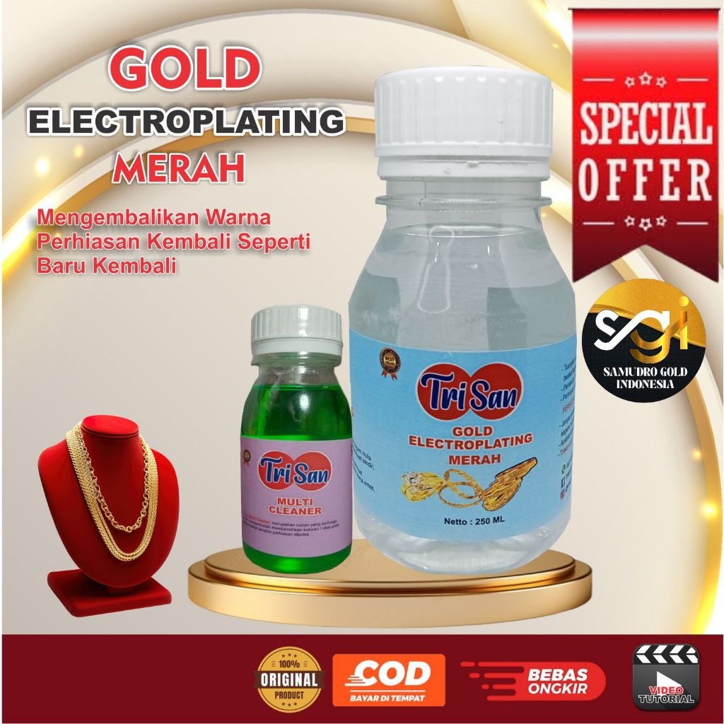 Air Sepuh Gold Electroplating Merah Penyepuh Perhiasan Emas Perak Silver Logam Mulia