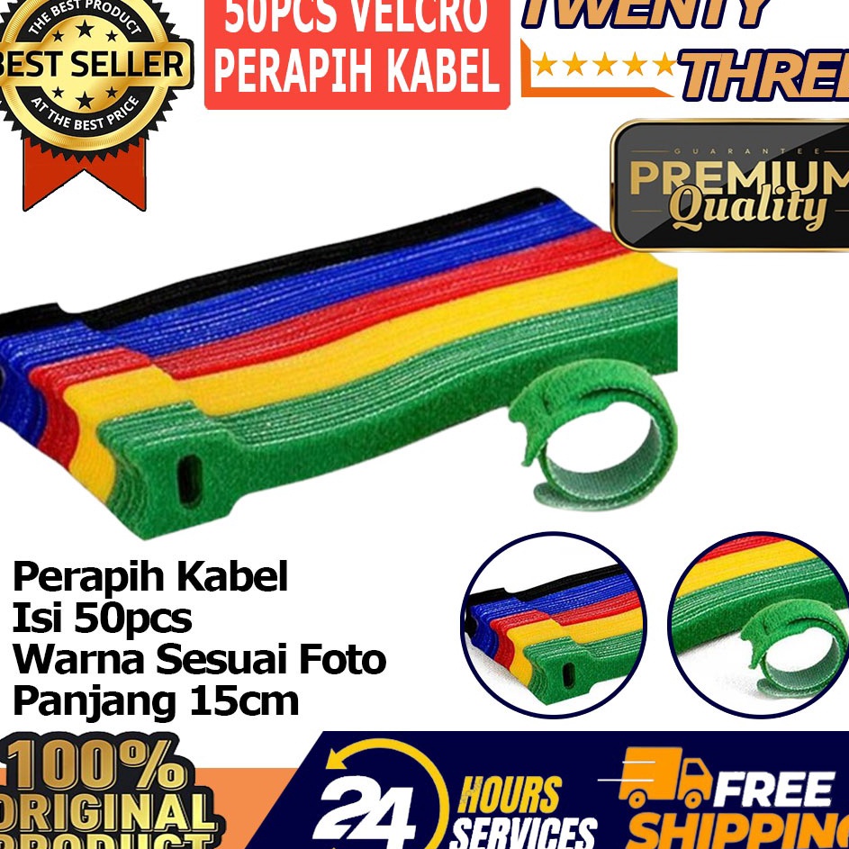 Velcro Strap Perapih Perekat Pengikat Klip Clip Kabel Cable Management 5 PCS Komputer TV Rumah Tangg