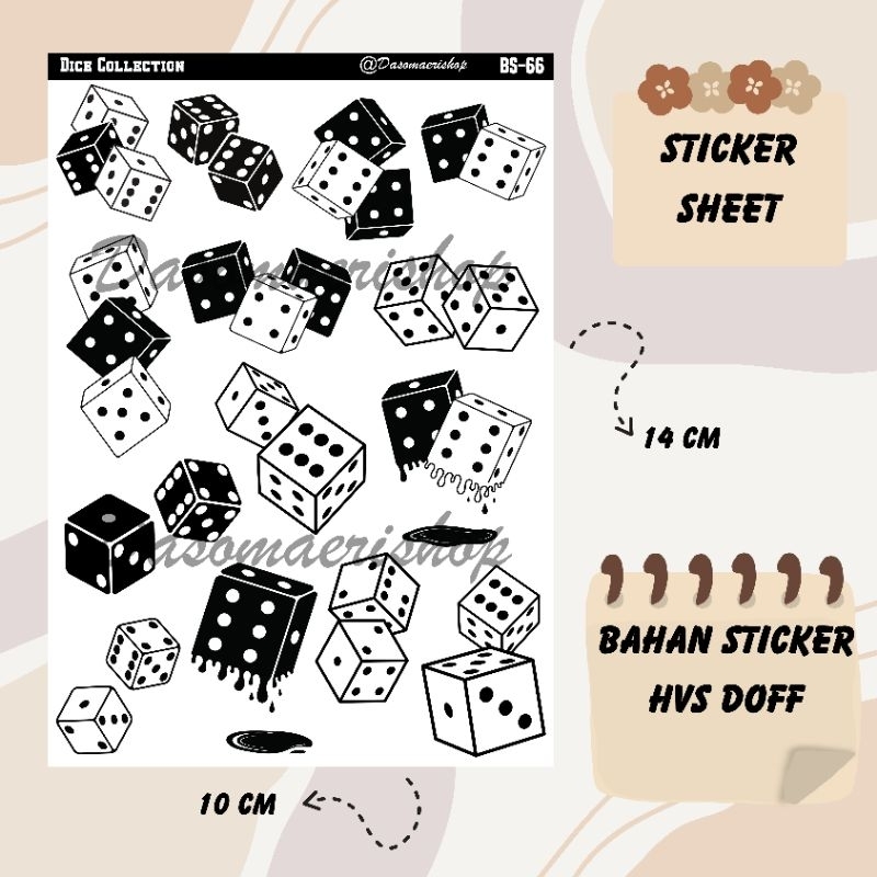 

Dice Collection Sticker Sheet For Journal / Scrapbook