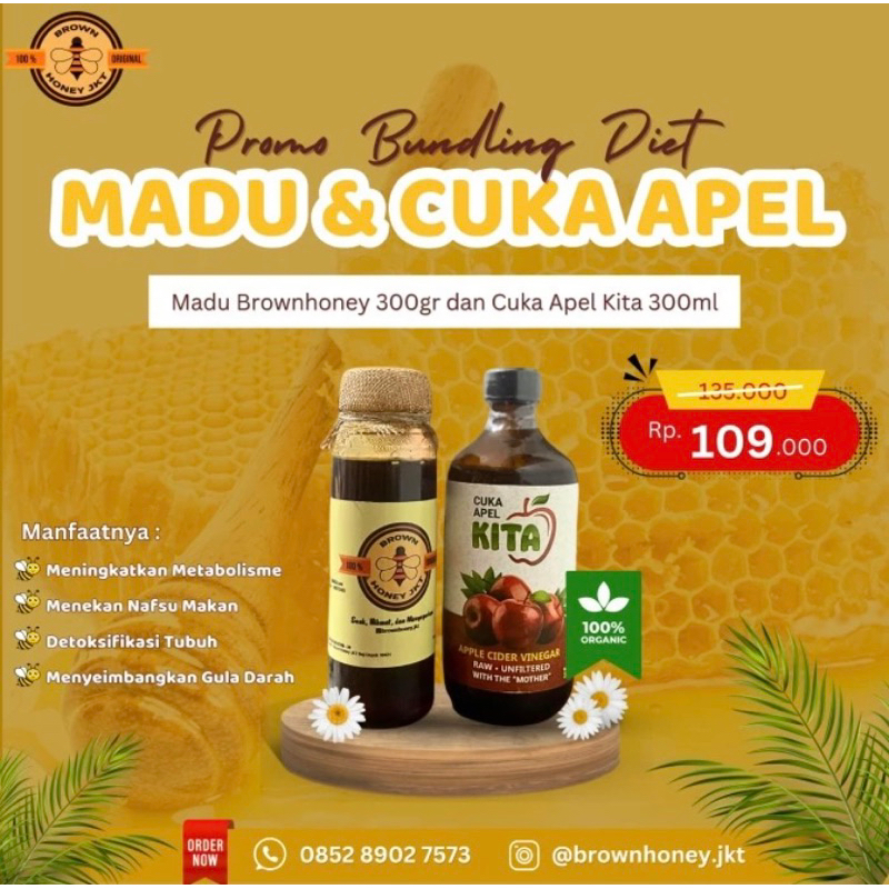 

Brownhoney bundling 300gram dan cuka apel