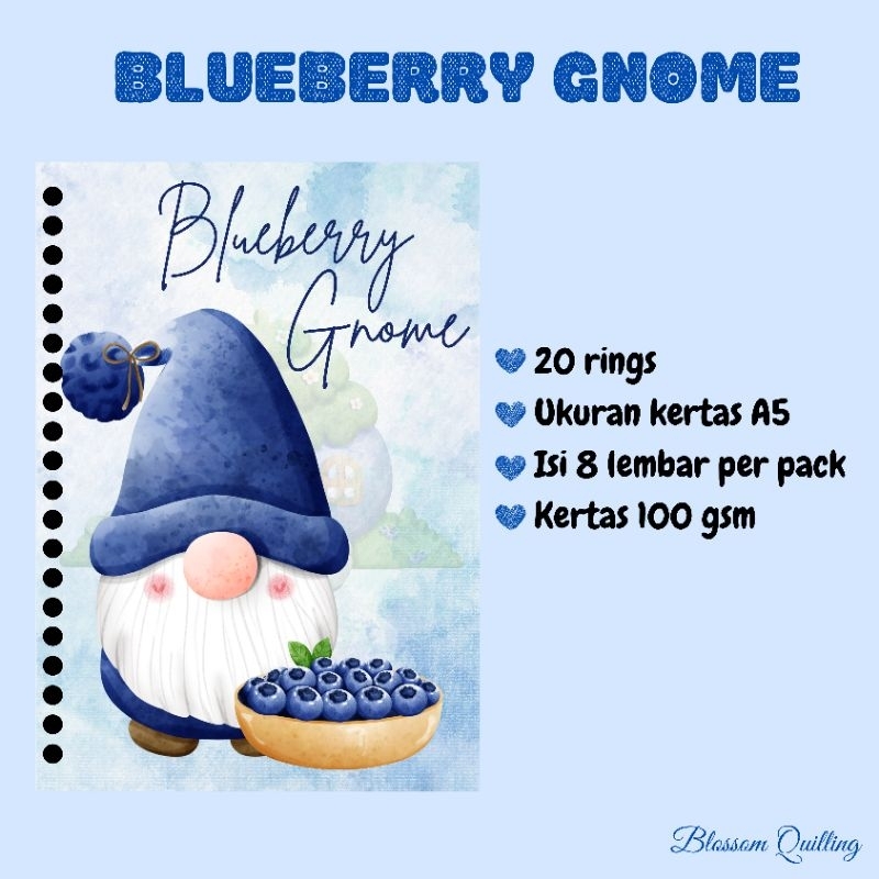 

Kertas Binder A5 / Loose Leaf A5 - Blueberry Gnome (New with Cover)