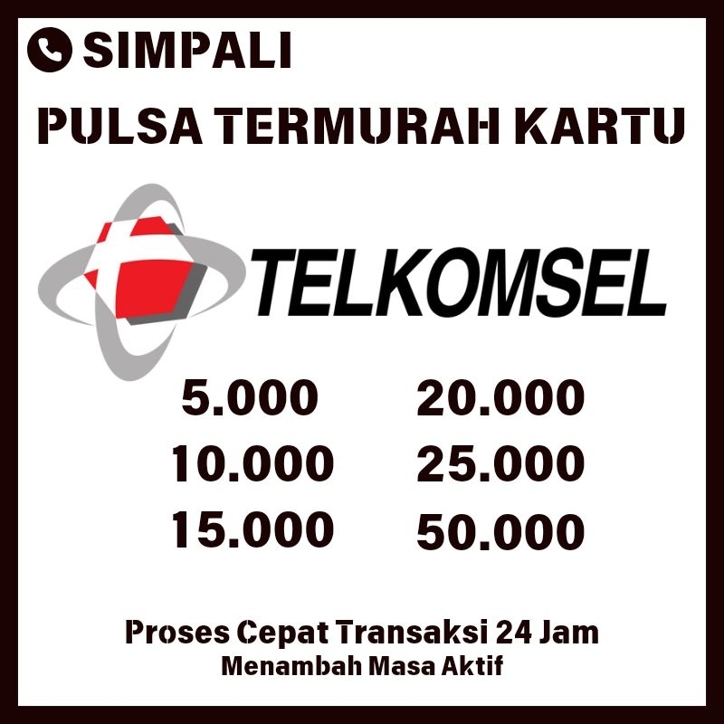 ISI BELI PULSA REGULER 1000 MASA AKTIF TELKOMSEL TELKOMSEL TSEL 15000 5000 2000 1K 2K 5K 10K 20K 15K