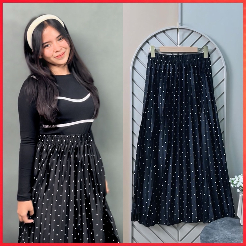 PARIROO SETELAN ROK POLKADOT DAN TOP RYUKI / SETELAN ROK DAN ATASAN / SETELAN ROK WANITA / SETELAN R