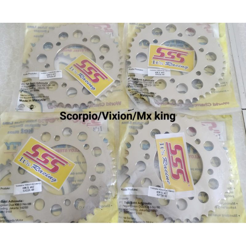 SSS Gear Belakang scorpio Vixion Mx king 428 415 Ukuran 38 39 40 41 42 43 44 45 46