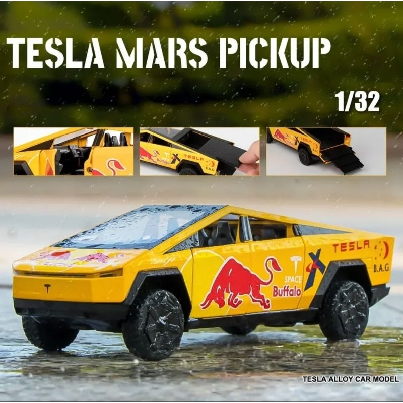 Diecast Tesla Cybertruck Pickup Model Skala 1:32 Bahan Alloy Miniatur Die-cast Mobil Mobilan