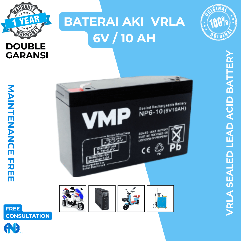 Aki Baterai UPS 6V 10AH 10 AH VMP Baterai Aki Kering VRLA UPS APC ICA